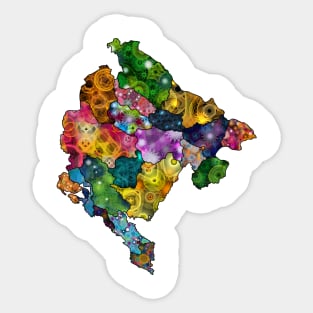 Spirograph Patterned Montenegro Statistical Regions Map Sticker